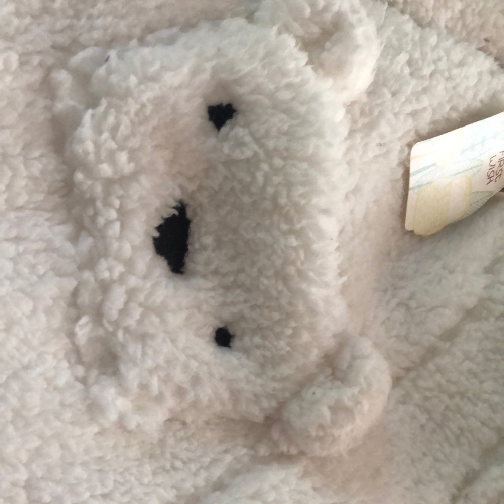 First Wish White Fleece Baby Snowsuit with Bear Print - Picture 5 of 5